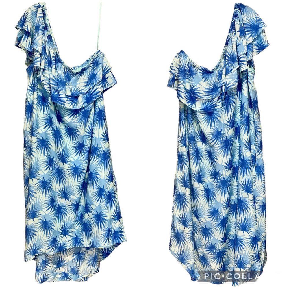 Vineyard Vines Blue and White Palm-Print Maxi Dress
